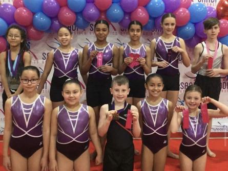 Gymnasts after medal presentations