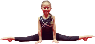 Young girl performing lifted split