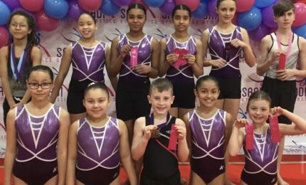 Gymnasts after medal presentations